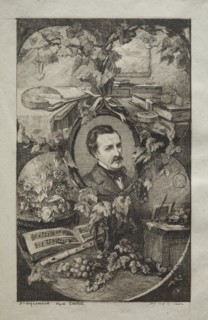Frontispiece for "New Works of Champfleury, The Friends of Nature:" Portrait of Champfleury?, 1859. Creator: Félix Bracquemond (French, 1833-1914); Poulet-Malassis et de Broise.