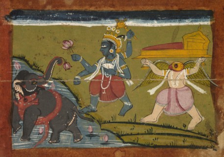 Gajendra Moksha: The Salvation of the King of the Elephants, 1800s. Creator: Unknown.