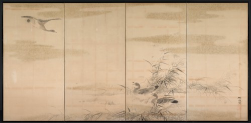Geese, Reeds, and Water, 1800s. Creator: Yamamoto Baiitsu (Japanese, 1783-1856).