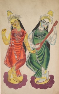 Goddesses Lakshmi and Sarasvati, 1800s. Creator: Unknown.