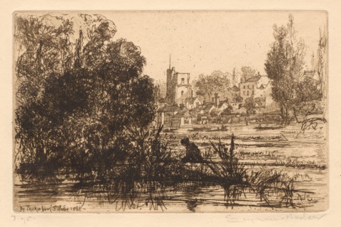 Hamerton's Portfolio III: Twickenham Church, 1865-72 (published 1872). Creator: Francis Seymour Haden (British, 1818-1910).