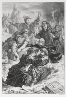Hamlet: Hamlet and Laertes in the Grave of Ophelia, 1843. Creator: Eugène Delacroix (French, 1798-1863).