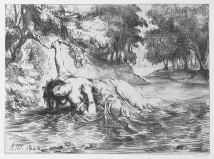 Hamlet: The Death of Ophelia, 1843. Creator: Eugène Delacroix (French, 1798-1863).