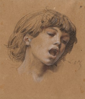 Head of a Boy Singing (Study for Music), c. 1898. Creator: Luc-Olivier Merson (French, 1846-1920).
