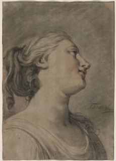 Head of a Female Figure in Profile, Turned to the Right, c. 1763-1770?. Creator: Hughes Taraval (French, 1729-1785).