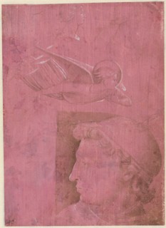 Head of a Man, Two Studies of a Woman's Profile, and a Study of An Angel (verso), c. 1458. Creator: Benozzo Gozzoli (Italian, 1420-1497).