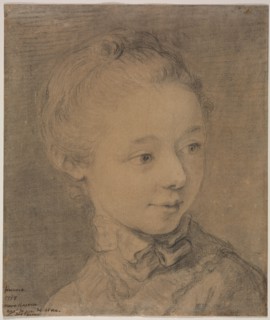 Head of a Young Girl Turning toward the Right, 1758?. Creator: François Hubert Drouais (French, 1727-1775), attributed to.