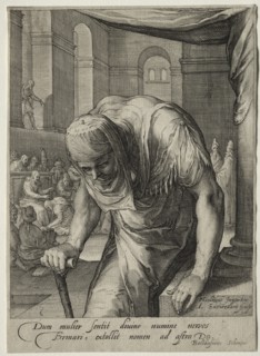 Heroines of the New Testament: The Crippled Woman Healed by Christ. Creator: Jan Saenredam (Dutch, 1565-1607).