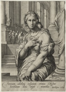 Heroines of the New Testament: The Woman Taken in Adultery. Creator: Jan Saenredam (Dutch, 1565-1607).