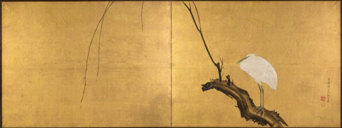 Heron on a Willow Branch, late 1700s. Creator: Maruyama Okyo (Japanese, 1733-1795).