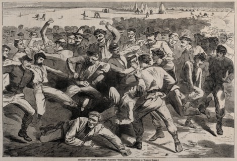 Holiday in Camp - Soldiers Playing "Foot-Ball", 1865. Creator: Winslow Homer (American, 1836-1910).