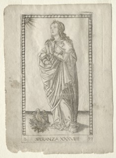 Hope (from the Tarocchi, series B: Cosmic Principles & Virtues, #39), before 1467. Creator: Master of the E-Series Tarocchi (Italian, 15th century).