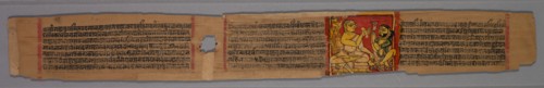Leaf from a Jain Manuscript: page from a Great Poem about Twos (Dvyashraya Mahakavya)?, after 1255. Creator: Abhayatilakagani (Indian).