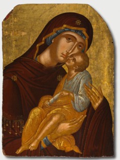 Icon of the Mother of God and Infant Christ (Virgin Eleousa), c. 1425-50. Creator: Angelos Akotantos (Greek, c. 1450), attributed to.