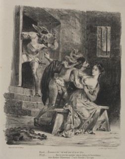 Illustrations for Faust: Faust in the prison of Marguerite, 1828. Creator: Eugène Delacroix (French, 1798-1863); Chez Ch. Motte, Éditeur, distributed by Chez Sautelet, Libraire.