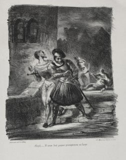 Illustrations for Faust: Méphistophélés and Faust flee after the duel, 1828. Creator: Eugène Delacroix (French, 1798-1863); Chez Ch. Motte, Éditeur, distributed by Chez Sautelet, Libraire.