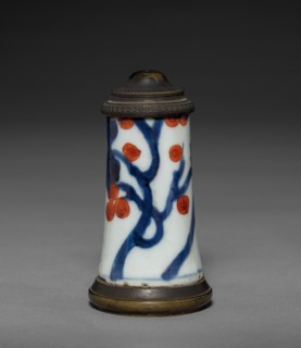 Imari Ware (?) Container with Brass Mounts, c 1650- 1700. Creator: Unknown.