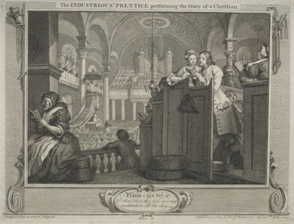 Industry and Idleness: The Industrious Prentice Performing the Duty of a Christian, 1747. Creator: William Hogarth (British, 1697-1764).