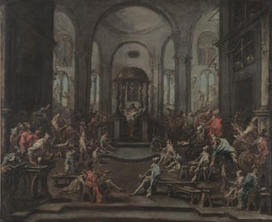 Interior of a Synagogue, c. 1725-1735. Creator: Alessandro Magnasco (Italian, 1667-1749).