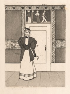 Interior with Young Woman in Walking Costume, 1895. Creator: Eugen Kirchner (German, 1865-1938).