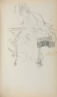 Italian Sketchbook: Seated Woman Sewing (page 153), 1898-1899. Creator: Maurice Prendergast (American, 1858-1924).