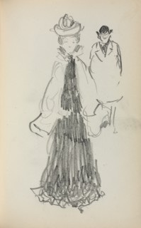 Italian Sketchbook: Standing Woman and Man (page 125), 1898-1899. Creator: Maurice Prendergast (American, 1858-1924).