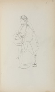 Italian Sketchbook: Standing Woman Holding a Satchel (page 56), 1898-1899. Creator: Maurice Prendergast (American, 1858-1924).