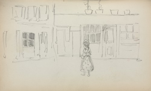 Italian Sketchbook: Street Scene with a Girl ( page 159), 1898-1899. Creator: Maurice Prendergast (American, 1858-1924).