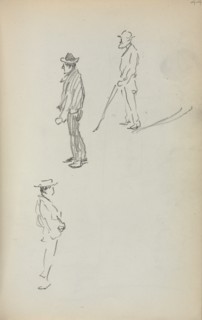 Italian Sketchbook: Three Standing Men (page 44), 1898-1899. Creator: Maurice Prendergast (American, 1858-1924).