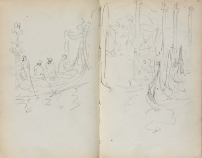 Italian Sketchbook: Venetian Harbor View (page 31 & 32), 1898-1899. Creator: Maurice Prendergast (American, 1858-1924).
