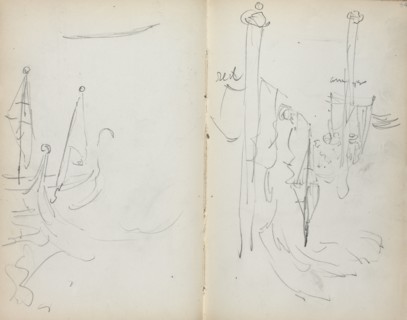 Italian Sketchbook: Venetian Harbor View (page 33 & 34), 1898-1899. Creator: Maurice Prendergast (American, 1858-1924).
