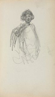 Italian Sketchbook: Woman, waist length (page 217), 1898-1899. Creator: Maurice Prendergast (American, 1858-1924).
