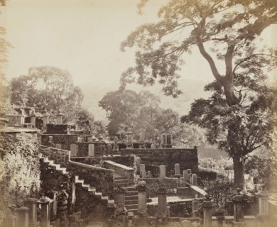 Japanese Temple Graveyard, Shuntoji, Nagasaki, c. 1867. Creator: Felice A. Beato (British, 1830-1906).
