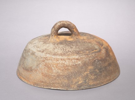 Jar with Loop Handle with Overall Impressed Surface Decoration (lid), 200s-300s. Creator: Unknown.