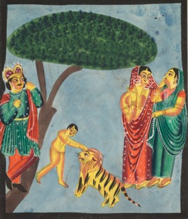 Jatayu (Rama's Mythical Bird) Hinders Ravana's Chariot, Trying to Prevent Abduction of Sita, 1800s. Creator: Unknown.