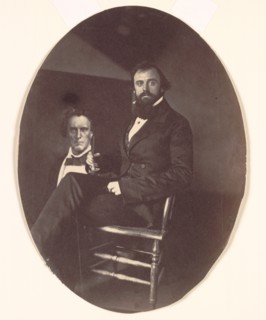 John R. Johnston with Painting, late 1850s. Creator: John R. Johnston (American, 1820-1872).