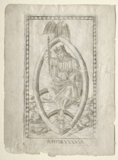 Jupiter (from the Tarocchi, series A: Firmaments of the Universe, #46), before 1467. Creator: Master of the E-Series Tarocchi (Italian, 15th century).