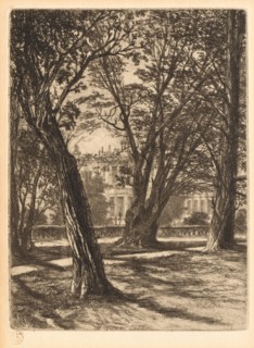 Kensington Gardens, No. 1 (Small Plate), 1859. Creator: Francis Seymour Haden (British, 1818-1910).