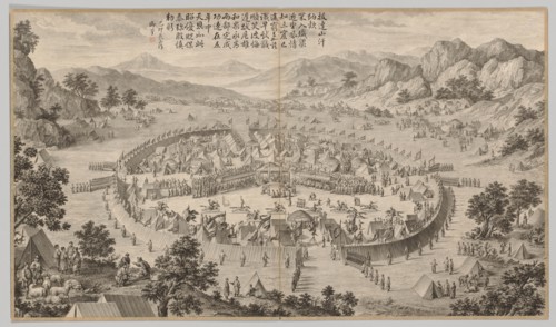 Khan of Bada Shan Presenting Tribute: from Battle Scenes of the Quelling of Rebellions?, c. 1765-177 Creator: Jean Damascene Sallusti (Italian, d. 1781).