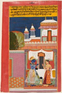 Krishna and Radha Quarreling, from a Rasikapriya, c. 1680. Creator: Unknown.