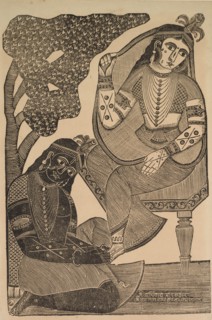Krishna Stroking Radha's Feet, 1800s. Creator: Shri Gobinda Chandra Roy.