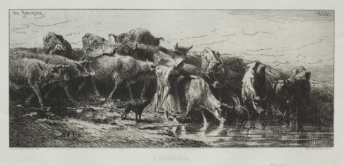 LAbreuvoir, 1866. Creator: Charles-Émile Jacque (French, 1813-1894).