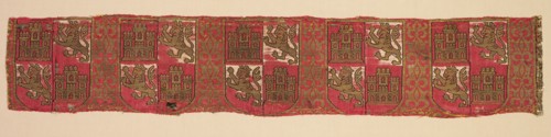 Lampas with heraldry of Castile and León, from a royal Christian robe, 1200-1325. Creator: Unknown.