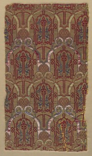Lampas with palmette arches with Alhambra wall pattern, 1300s. Creator: Unknown.