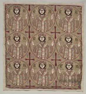 Lampas with roundels of the image of Christ in benedictory pose, 1550-1650. Creator: Unknown.