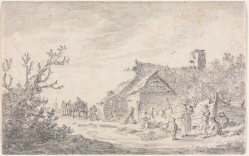 Landscape with a Cottage and Figures, 1653. Creator: Jan van Goyen (Dutch, 1596-1656).