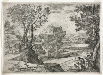 Landscape with a Family, 1643. Creator: Giovanni Francesco Grimaldi (Italian, 1606-1680).