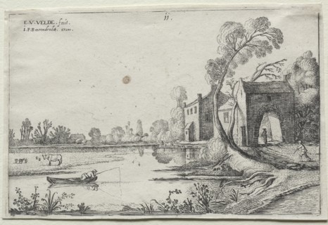 Landscape with a River and a Gatehouse, 1614. Creator: van de Velde Esaias (Dutch, 1587-1630).