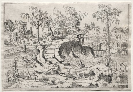 Landscape with Putti, c. 1550. Creator: Léon Davent (French).