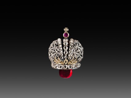 Lapis Lazuli Easter Egg (miniature crown surprise), late 1800s - early 1900s. Creator: Peter Carl Fabergé (Russian, 1846-1920), firm of.